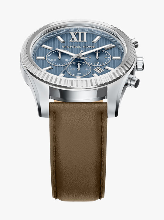 michael kors ساعة مايكل كورس ليكسينغتون كرونوغراف بسوار جلدي بني