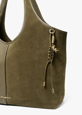 michael kors gold tone and braided cord bag charm