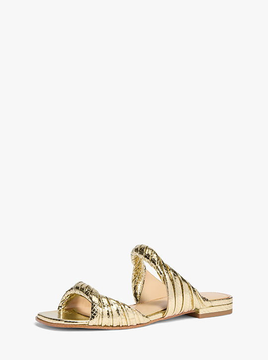Kiana Metallic Snake Embossed Leather Sandal michael kors kiana metallic snake embossed leather sandal