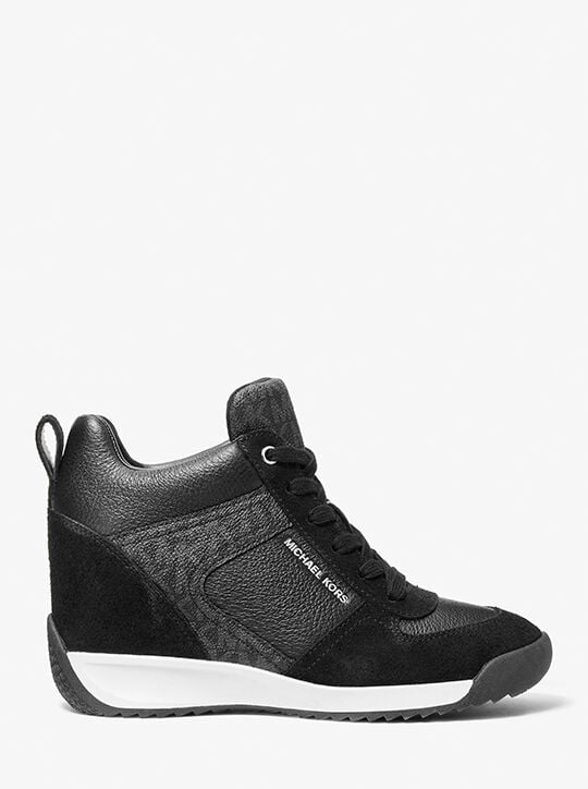 Nikko S2 Suede and Leather Wedge Trainer michael kors nikko s2 suede and leather wedge trainer