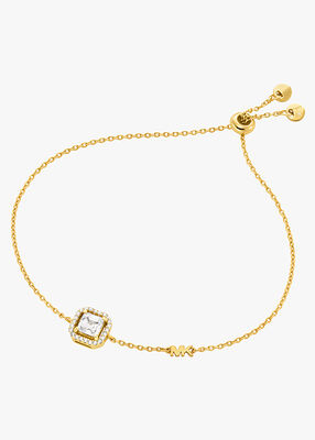 michael kors 14k gold plated sterling silver asscher cut slider bracelet