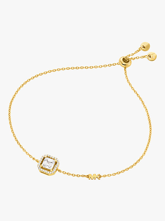 michael kors سوار مايكل كورس منزلق مطلي بالذهب عيار ١٤ قيراطًا من الفضة الإسترليني بتصميم قطع آشر