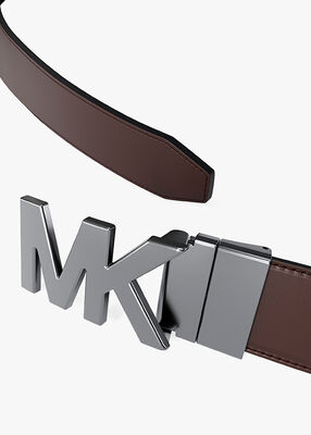 michael kors حزام جلدي قابل للعكس وإبزيم