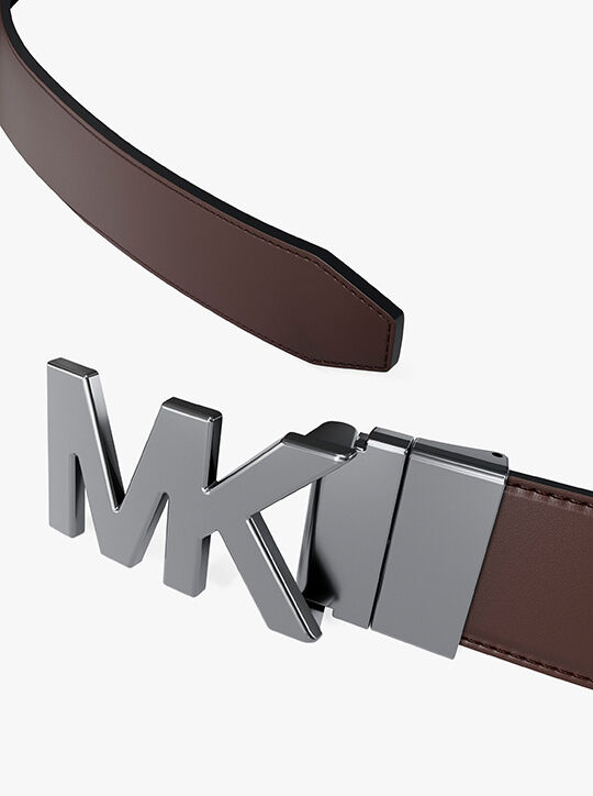 michael kors حزام جلدي قابل للعكس وإبزيم