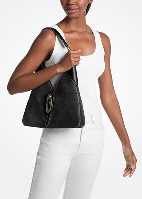 michael kors حقيبة كتف كورنيليا متوسطة الحجم من جلد الغزال