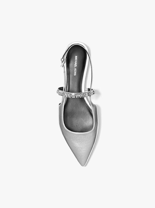 michael kors dina flex metallic leather slingback flat