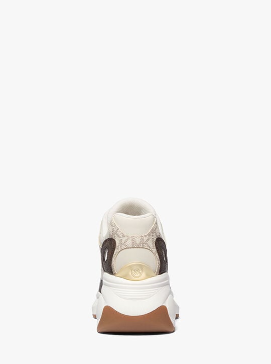 michael kors zuma two tone signature logo and nylon trainer