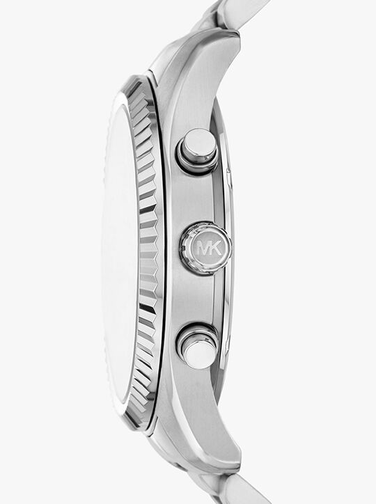 michael kors oversized lexington silver tone watch