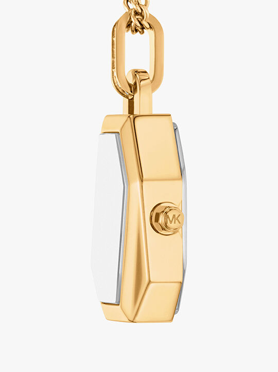 michael kors قلادة ساعة سوري مطلية بالذهب