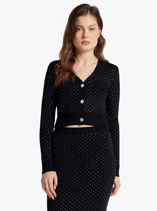 michael kors سترة صوفية قصيرة مزخرفة ومتماسكة