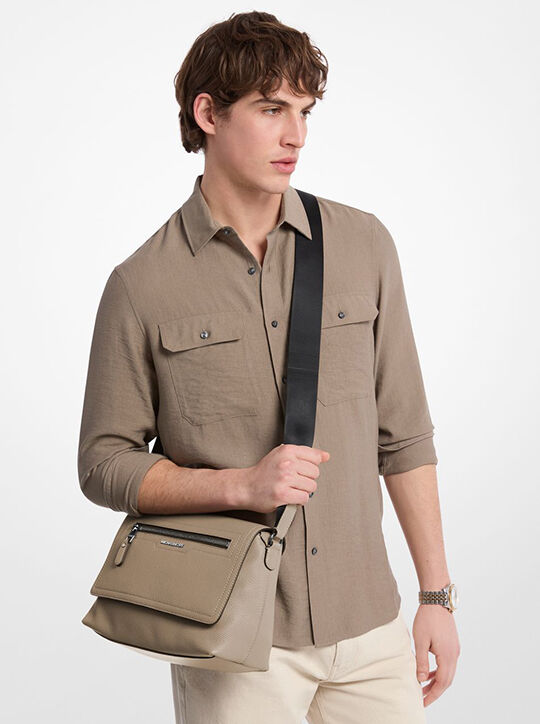 michael kors hudson small pebbled leather messenger bag