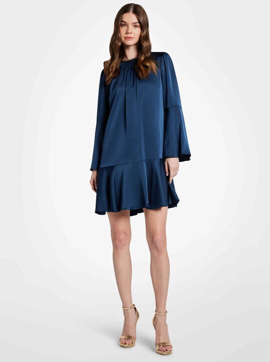 Satin Bell-Sleeve Dress michael kors satin bell sleeve dress