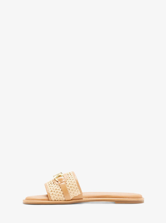 Ember Embellished Straw Slide Sandal michael kors ember embellished straw slide sandal