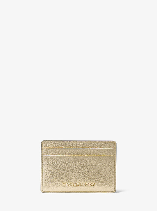 michael kors jet set metallic pebbled leather card case