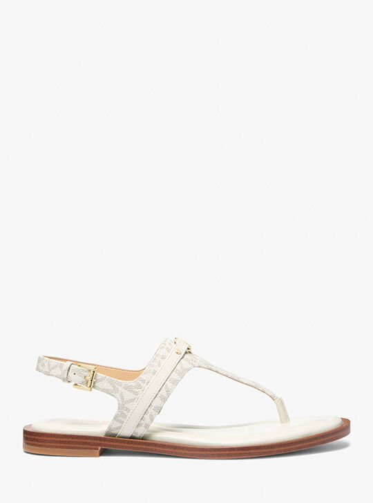 Buy Michael Kors Brown Hayworth Slide Sandals in Logo Canvas For Women  Online | Ounass Bahrain