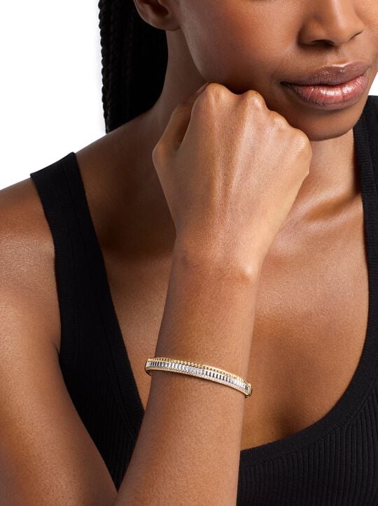 Pavé Two-Tone Fluted Bangle michael kors pav two tone fluted bangle