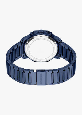 michael kors ساعة مايكل كورس بريسكوت كرونوغراف من الفولاذ المقاوم للصدأ الأزرق