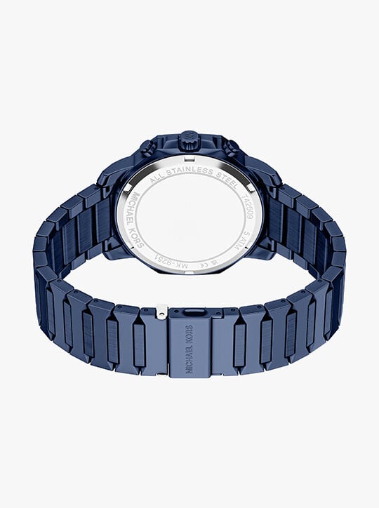 michael kors prescott chronograph blue stainless steel watch