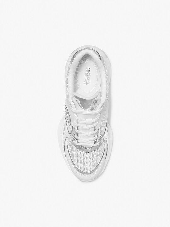 Zuma Embellished Scuba and Mesh Trainer michael kors zuma embellished scuba and mesh trainer