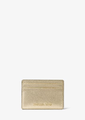 michael kors jet set metallic pebbled leather card case