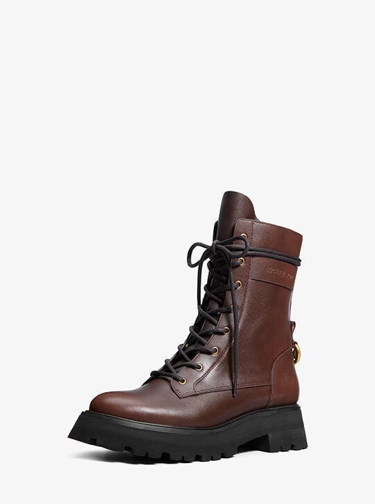 Caleb Burnished Leather Combat Boot michael kors caleb burnished leather combat boot