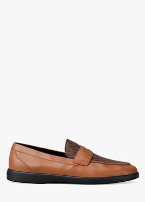 michael kors wesley leather and signature logo loafer
