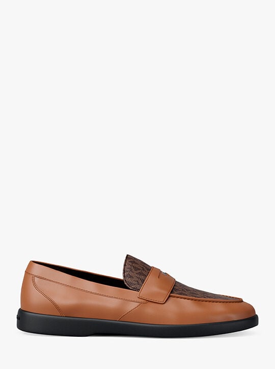 michael kors wesley leather and signature logo loafer