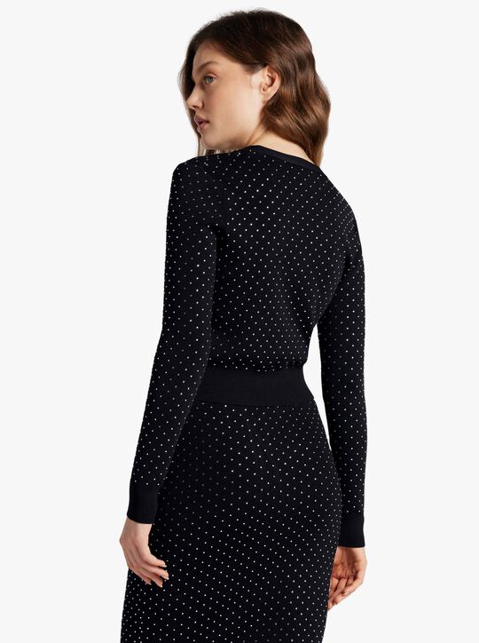 michael kors سترة صوفية قصيرة مزخرفة ومتماسكة