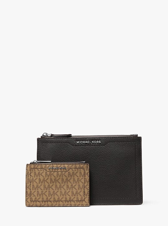 Hudson Pebbled Leather and Signature Logo Pouch Set michael kors hudson pebbled leather and signature logo pouch set