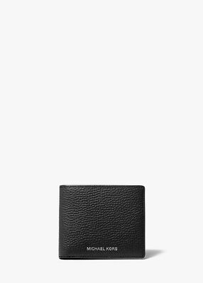 michael kors محفظة هدسون الجلدية الرفيعة ذات الطيات المحببة