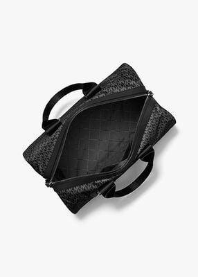 michael kors brooklyn large printed signature logo duffel bag