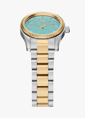 michael kors ساعة مايكل كورس ليكسينغتون ثلاثية العقارب ثنائية اللون من الفولاذ المقاوم للصدأ