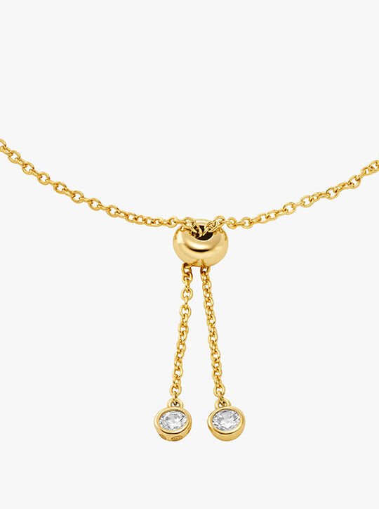 michael kors rhodium plated sterling silver pav  logo slider bracelet