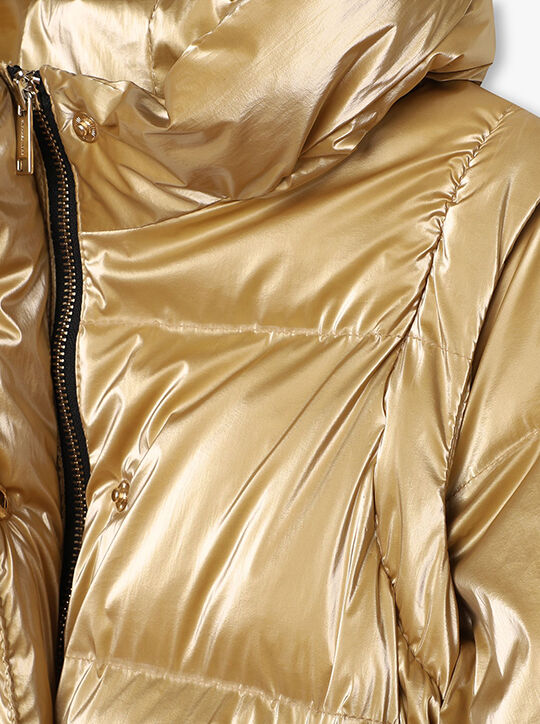 michael kors metallic quilted convertible puffer jacket