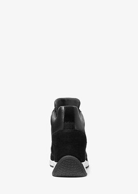 michael kors nikko s2 suede and leather wedge trainer