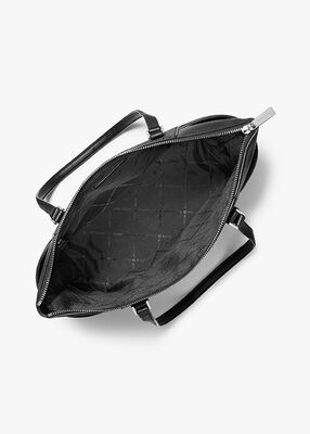 michael kors حقيبة شارلوت كبيرة بشعار الماركة وجلد وسحاب علوي