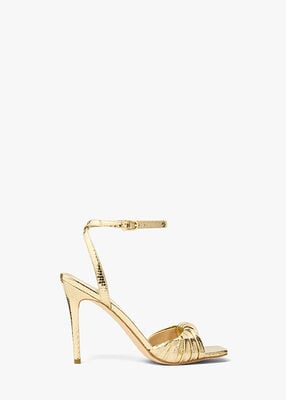 michael kors صندل كيانا من الجلد المنقوش بنقشة جلد الثعبان المعدني