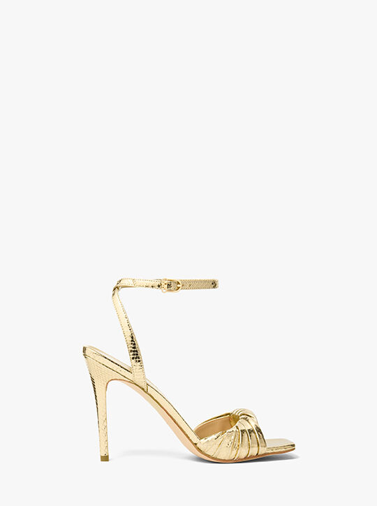 michael kors kiana metallic snake embossed leather sandal
